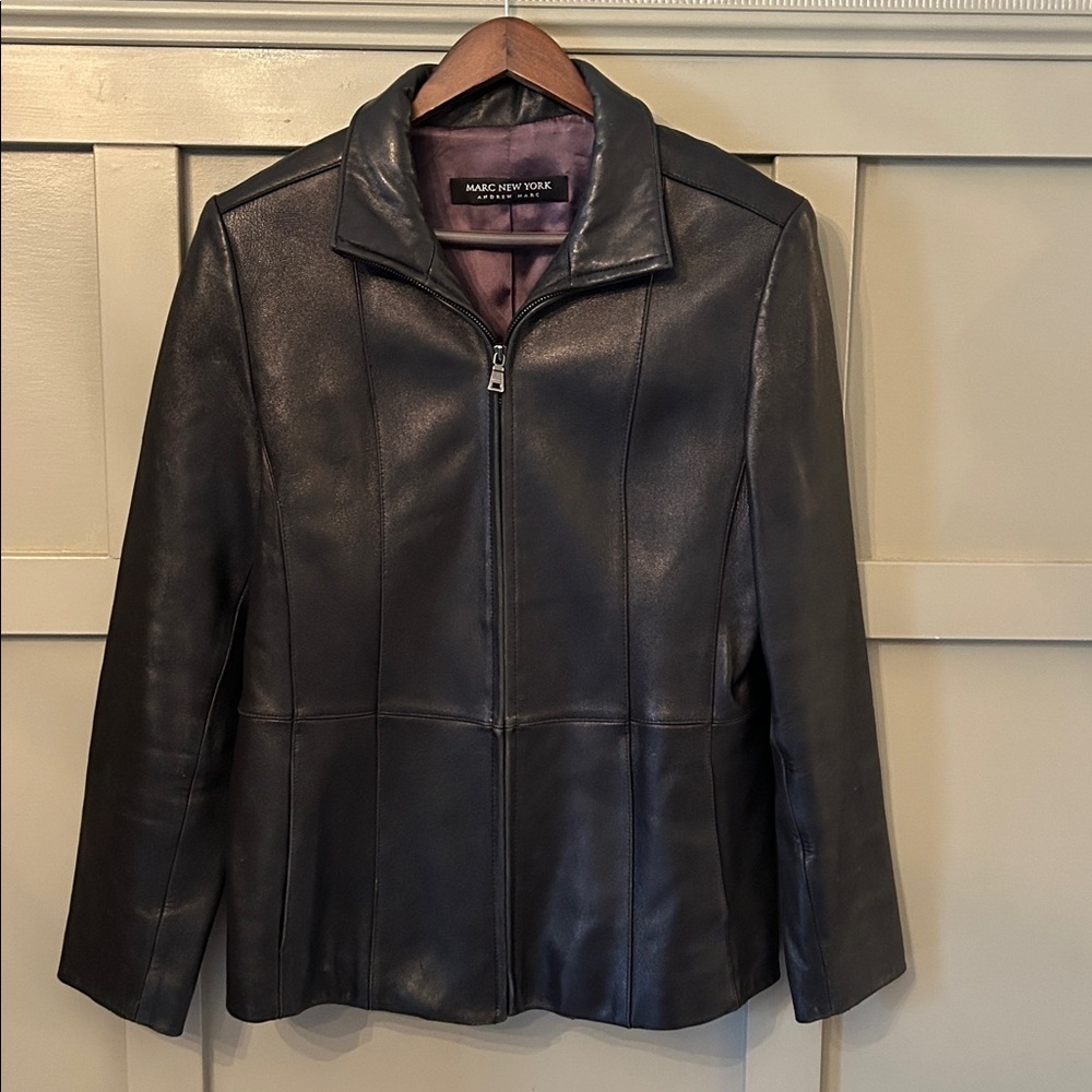 Marc New York Andrew Marc Leather Jacket Full Zip Black Size Large